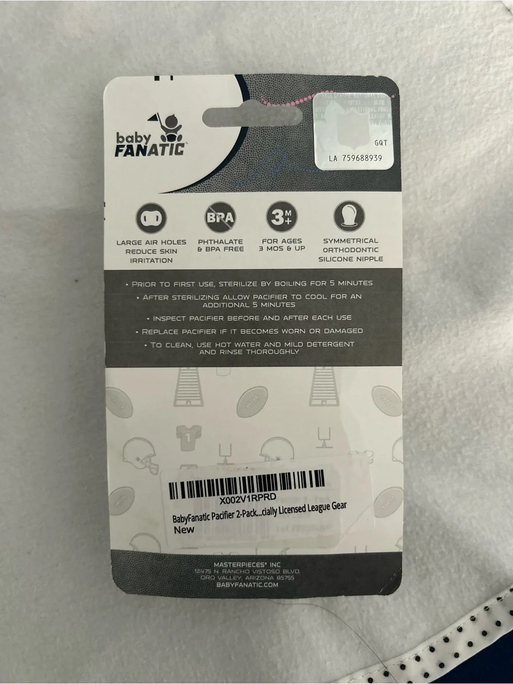 Baby Fanatic Navy, White & Red Team Pacifier Pack